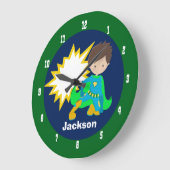 Cool Superhero Boy Große Wanduhr (Winkel)