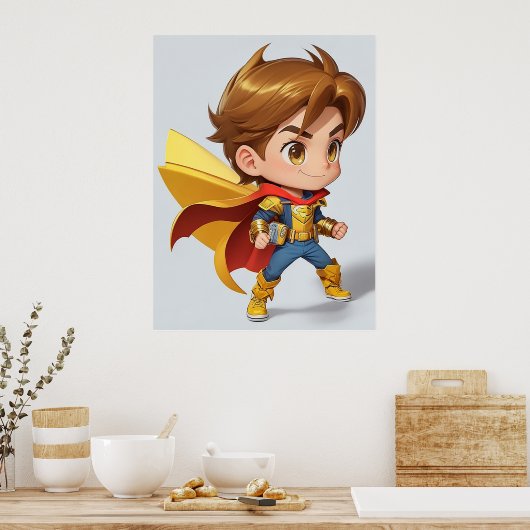 Cool Superhero Comic Boy AI Art Poster (Küche)