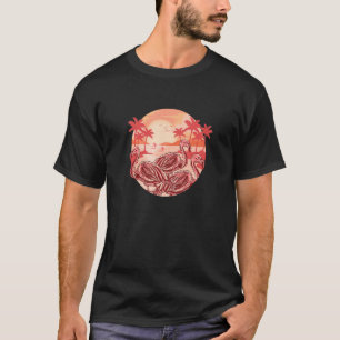 Cool Surfer Schwimmer Taucher Pink Flamingo Beach T-Shirt