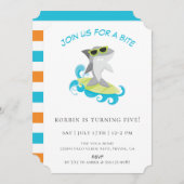 Cool Surfhai Geburtstagspartei Einladung (Vorne/Hinten)