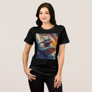 Cool Surfing Dog at Sunset Tri-Blend Shirt