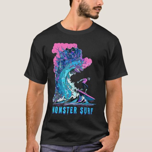 Cool Surfing Monster Surf Hang Ten Riding Big Wave T-Shirt (Vorderseite)