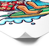 Cool Surfing Santa Christmas In July Summer Beach  Poster (Ecke)