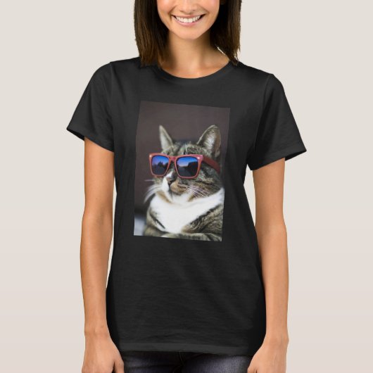 Cool Tabby Cat Wearing Sunglasses T-Shirt (Vorderseite)