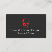 Cool Tattoo Artist Red Skull Black Visitenkarte (Vorderseite)