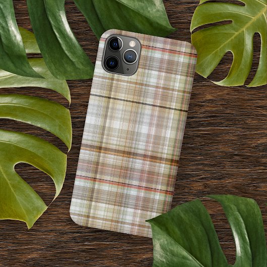 Cool Taupe Beige Dark Brown Gray Tartan Muster iPhone Hülle