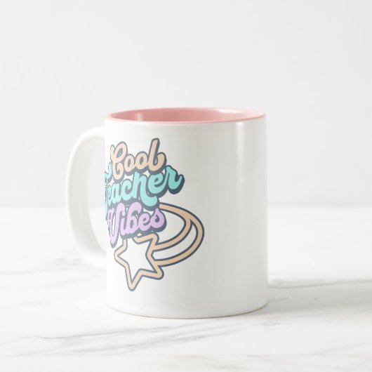 Cool Teacher Vibes Retro Styling-Geschenk Zweifarbige Tasse (Vorderseite Links)