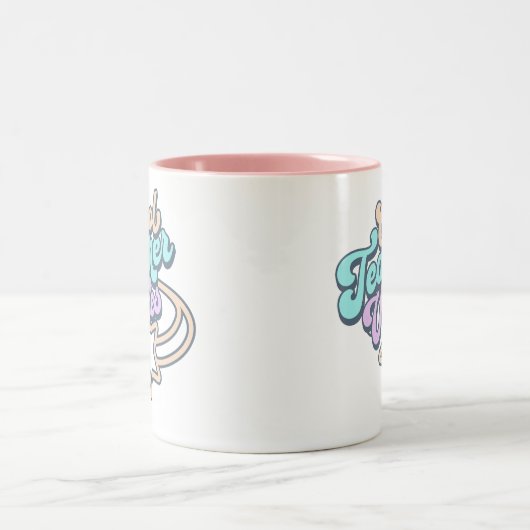 Cool Teacher Vibes Retro Styling-Geschenk Zweifarbige Tasse (Mittel)