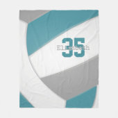 Cool Teal Gray and White Sized Volleyball Fleecedecke (Vorderseite)
