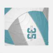 Cool Teal Gray and White Sized Volleyball Fleecedecke (Vorderseite (Horizontal))