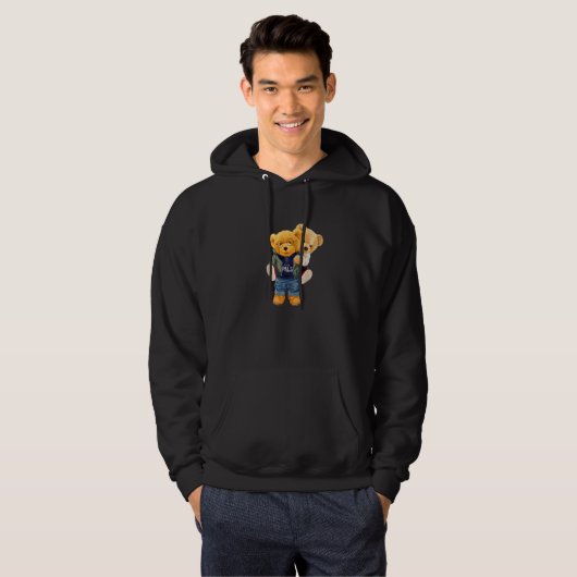 Cool Teddy Bear Boys Best Friends Style Illustrati Hoodie (Vorne ganz)
