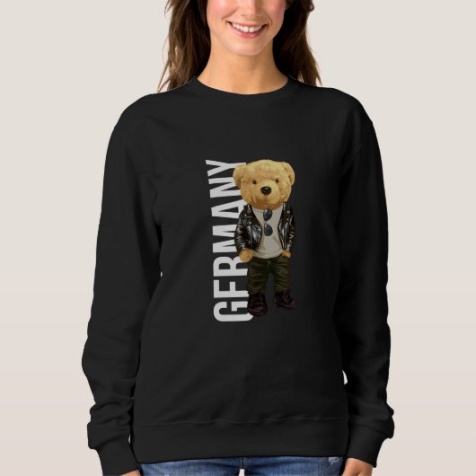 Cool Teddy Bear in German Style Illustration Graph Sweatshirt (Vorderseite)