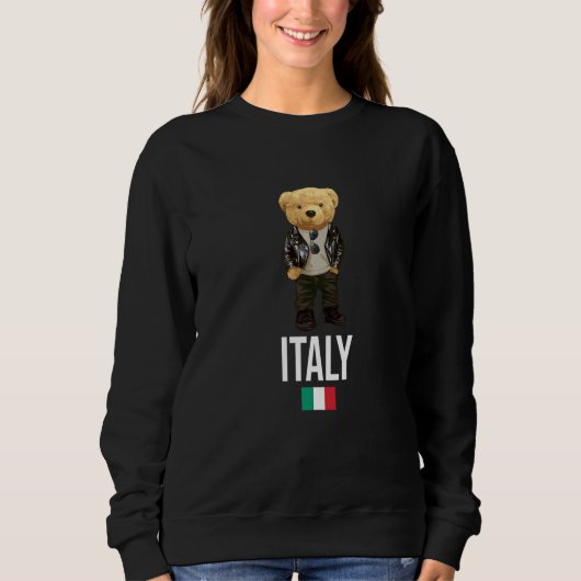 Cool Teddy Bear in Italy Style Illustration Graphi Sweatshirt (Vorderseite)