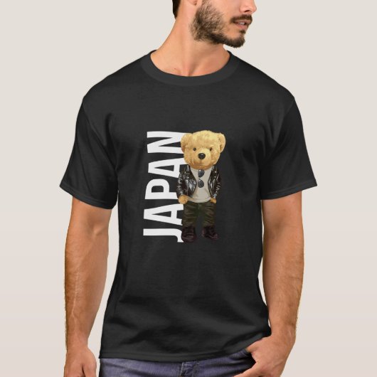 Cool Teddy Bear in Japan Style Illustration Graphi T-Shirt (Vorderseite)