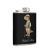 Cool Tee-Rex Golfer Dinosaur Signature Name Flachmann (Rechts)