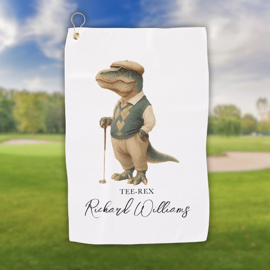 Cool Tee-Rex Golfer Dinosaur Signature Name Golfhandtuch