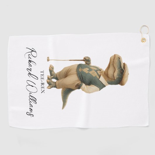 Cool Tee-Rex Golfer Dinosaur Signature Name Golfhandtuch (Horizontal)