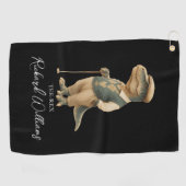 Cool Tee-Rex Golfer Dinosaur Signature Name Golfhandtuch (Horizontal)