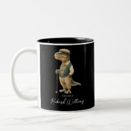 Cool Tee-Rex Golfer Dinosaur Signature Name Zweifarbige Tasse