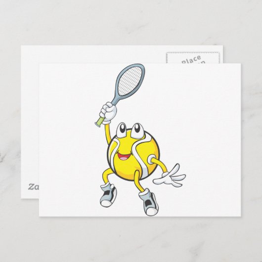 Cool Tennis Ball Holding Racquet Postkarte (Vorne/Hinten)