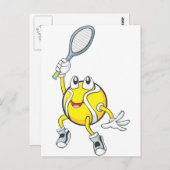 Cool Tennis Ball Holding Racquet Postkarte (Vorne/Hinten)
