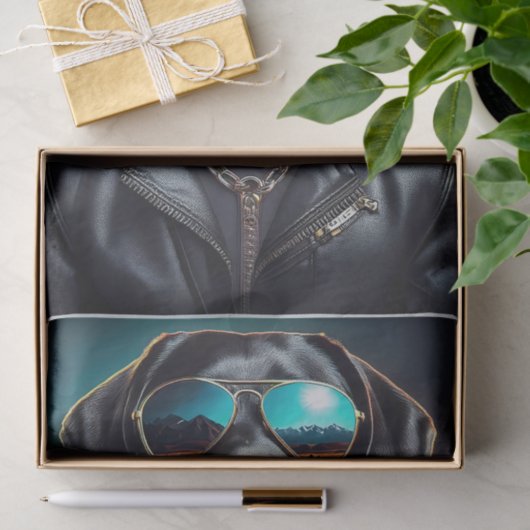 Cool Terrence, Black Lab in Leather Jacket Tissue Seidenpapier (Geschenk)