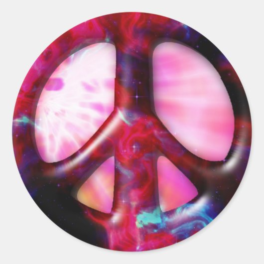 Cool Tie Dye Space Nebula Peace Sign Runder Aufkleber (Vorderseite)