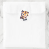 Cool Tiger Anime Runder Aufkleber (Tasche)