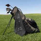 Cool Tiger Black Marble Background Monogram Golfhandtuch (Gras)