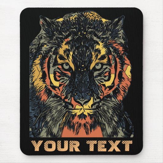 Cool Tiger Face Art Add Your Own Text Mousepad (Vorne)