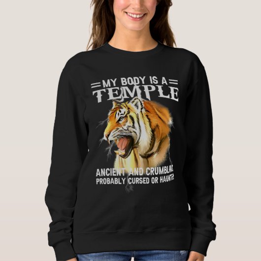 Cool Tiger mein Körper ist ein Tempel antiken und Sweatshirt (Vorderseite)