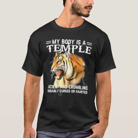 Cool Tiger mein Körper ist ein Tempel antiken und  T-Shirt (Vorderseite)