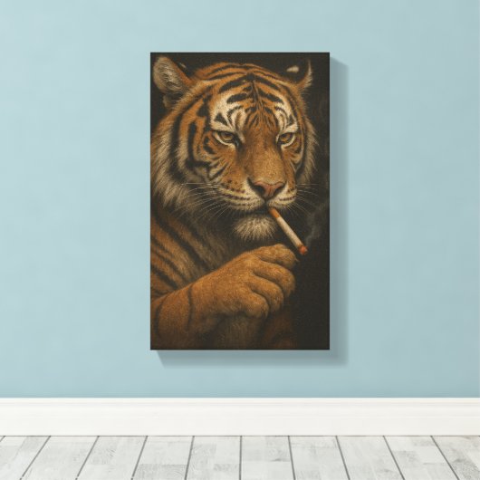 Cool Tiger with a Cigarette Leinwanddruck (Insitu (Holzboden))