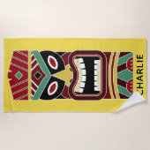 Cool Tiki Totem individuelle Name und Farbhandtuch Strandtuch (Vorderseite)