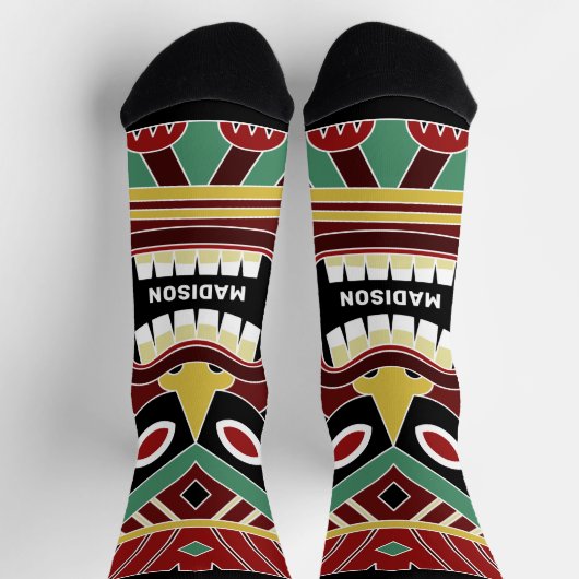Cool Tiki Totems individuelle Name Socken (Oben)