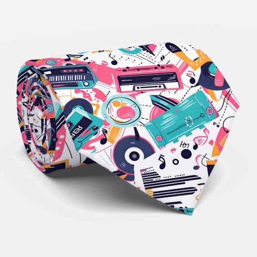 Cool tiled 80s music pattern krawatte (Gerollt)