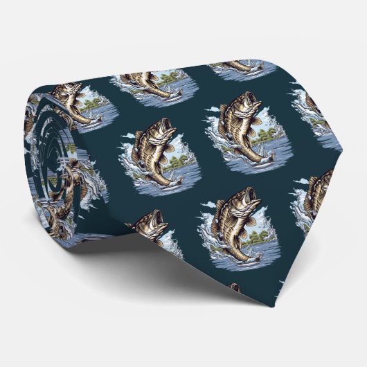 Cool tiled fishing lovers  krawatte (Gerollt)