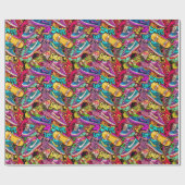 Cool tiled pattern comic graffiti teen  geschenkpapier (Flach)