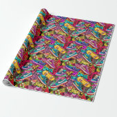 Cool tiled pattern comic graffiti teen  geschenkpapier (Ungerollt)