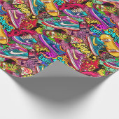 Cool tiled pattern comic graffiti teen  geschenkpapier (Ecke)