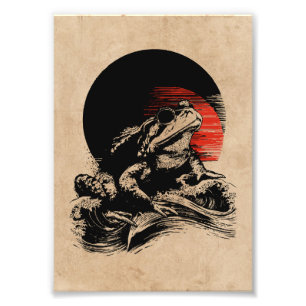 Cool Toad Wabi Sabi Art Vintager Japanischer Fro Fotodruck