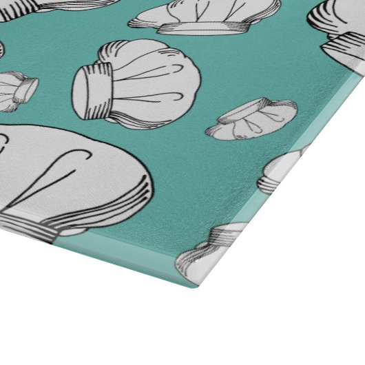 Cool Toque Blanche Koch hat Pattern Monogramm Schneidebrett (Ecke)