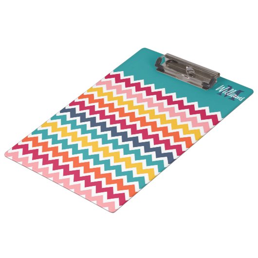 Cool trendfarbige Monogram Zickzack Klemmbrett (Schrägansicht)