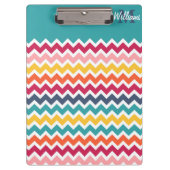 Cool trendfarbige Monogram Zickzack Klemmbrett (Vorderseite)
