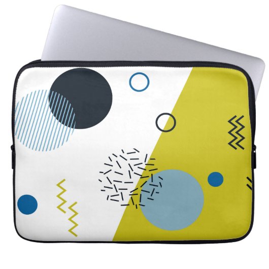 Cool, trendig, modern, geometrisch grün von Memphi Laptopschutzhülle (Vorderseite)