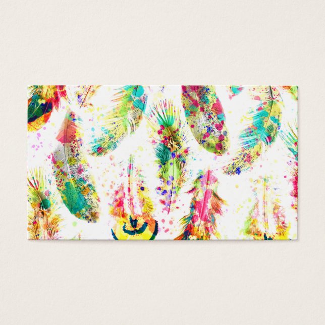 Cool trendige Aquarellfarben Neon Spritzer Federn (Vorderseite)