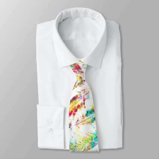 Cool trendige Aquarellfarben Neon Spritzer Federn Krawatte (Gebunden)