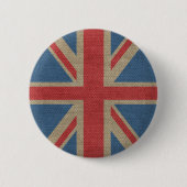 Cool trendige britische UniJack Flag-Einbruchtextu Button (Vorderseite)