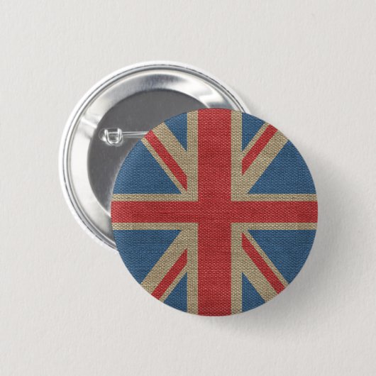 Cool trendige britische UniJack Flag-Einbruchtextu Button (Vorne & Hinten)
