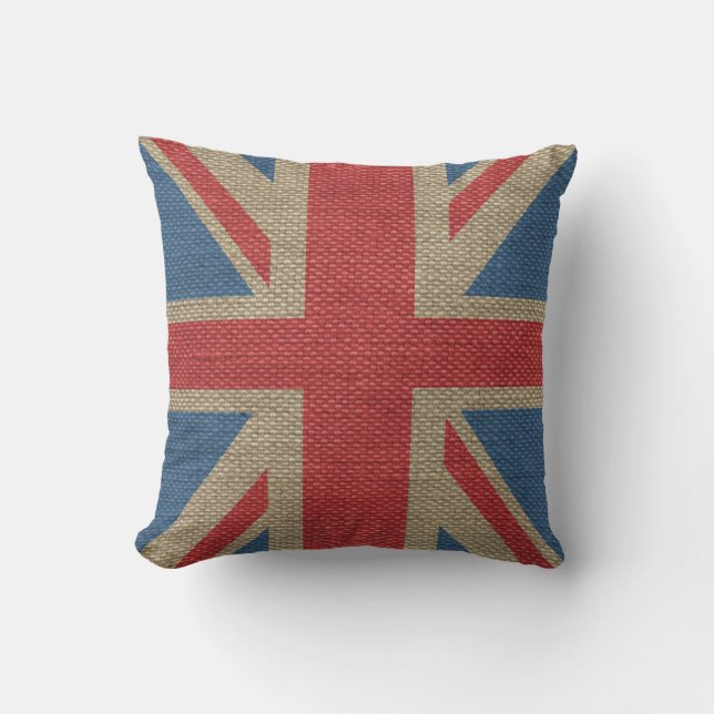 Cool trendige britische UniJack Flag-Einbruchtextu Kissen (Vorderseite)